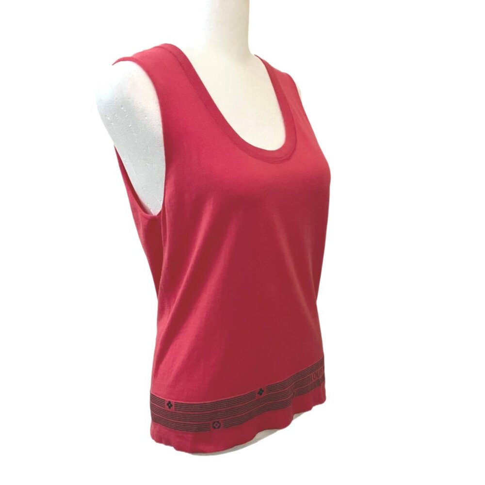 Red & Black Louis Vuitton Sleeveless Tank Top LV Text & Branding Border Size Med - Picture 4 of 10